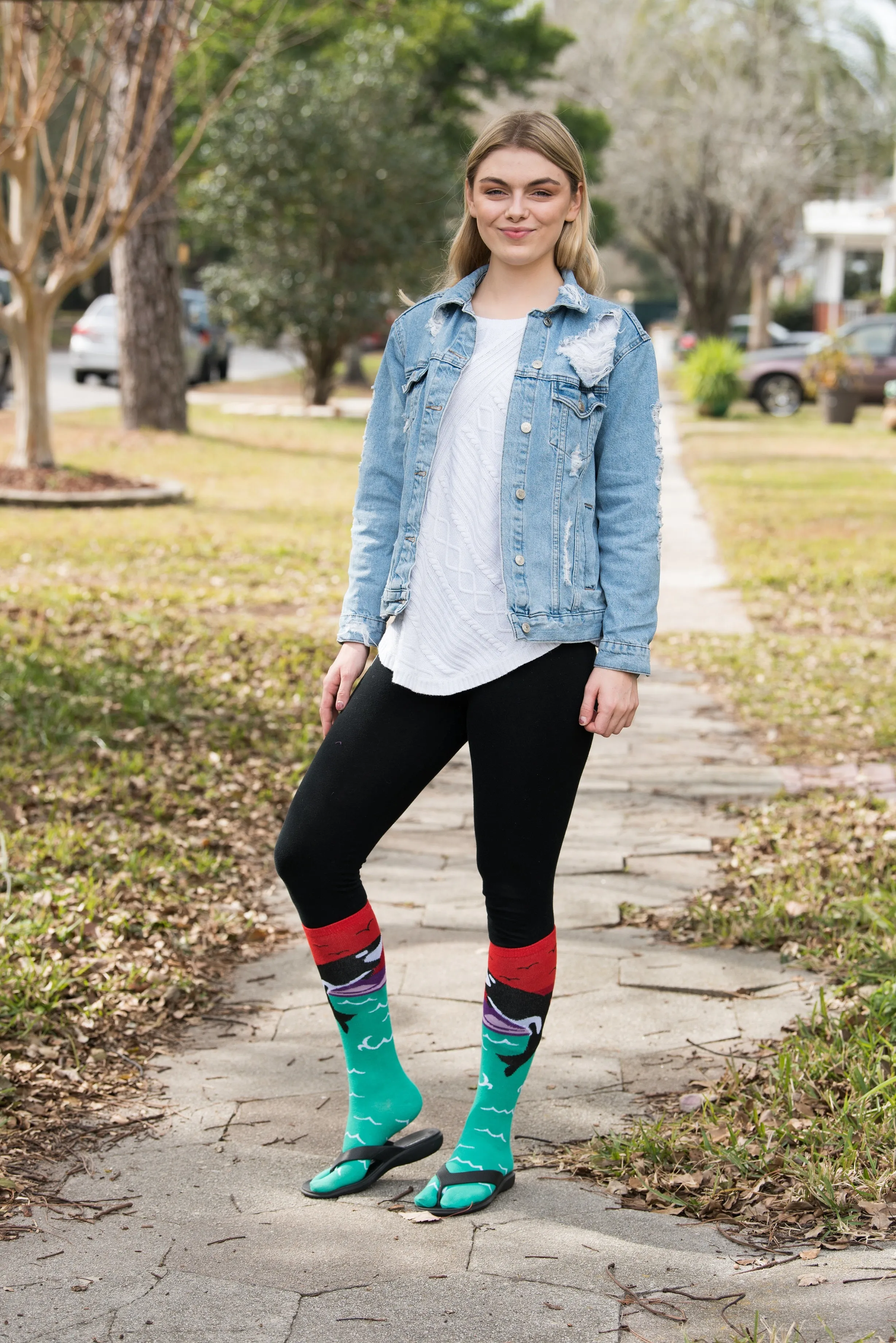 1 Pair - V-Toe Flip-Flop Tabi Socks - Fun Orca Style