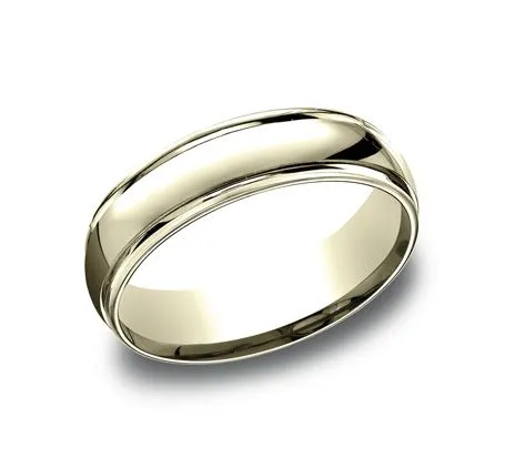 14K Yellow Gold Traditional Wedding Band for Men | 6mm width