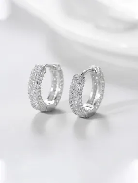 1pair Glamorous Rhinestone Decor Hoop Earrings For Men Women For Daily Life Copper Jewelry