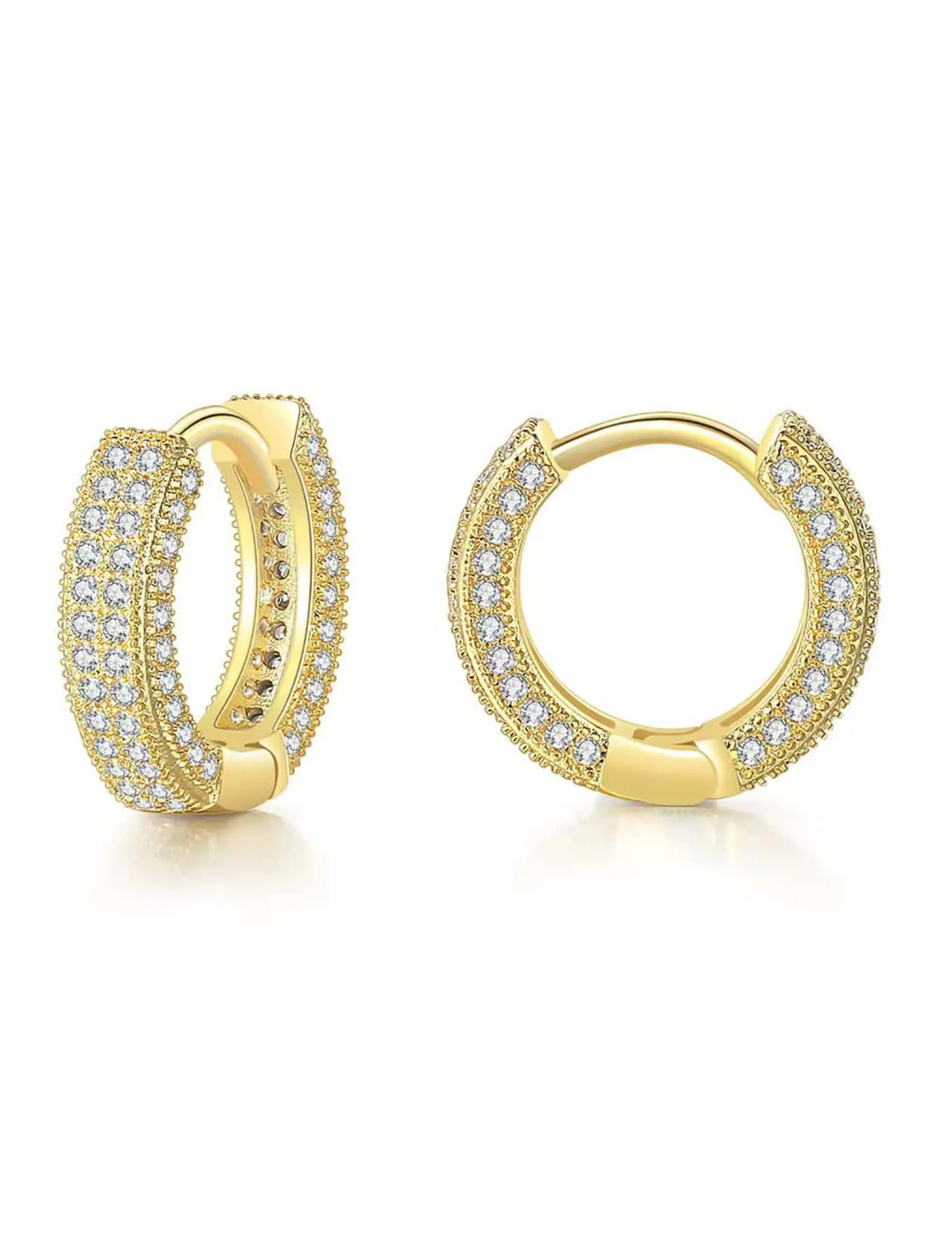 1pair Glamorous Rhinestone Decor Hoop Earrings For Men Women For Daily Life Copper Jewelry
