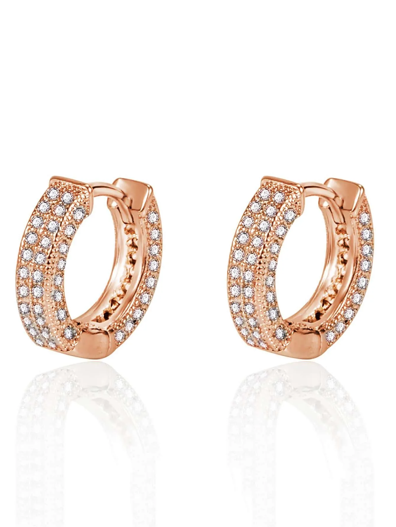 1pair Glamorous Rhinestone Decor Hoop Earrings For Men Women For Daily Life Copper Jewelry