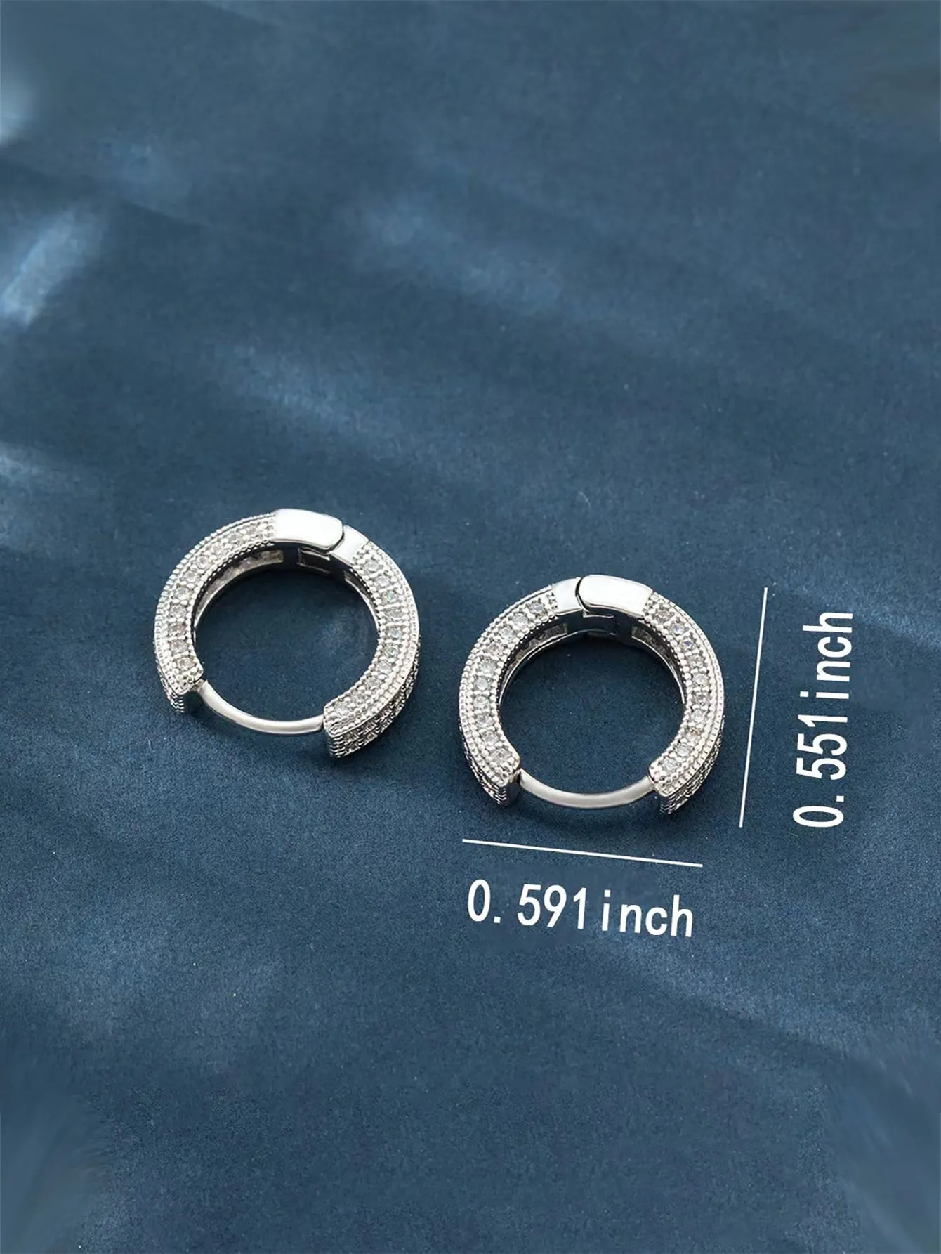 1pair Glamorous Rhinestone Decor Hoop Earrings For Men Women For Daily Life Copper Jewelry
