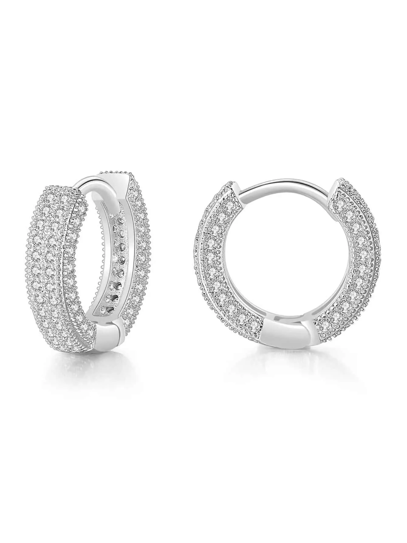 1pair Glamorous Rhinestone Decor Hoop Earrings For Men Women For Daily Life Copper Jewelry
