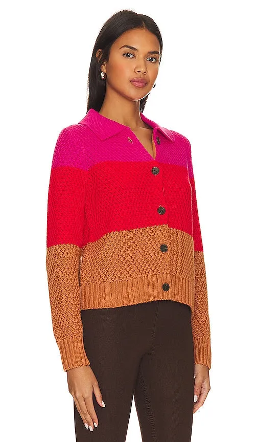 525 Joanna Colorblocked Honeycomb Cardigan in Red