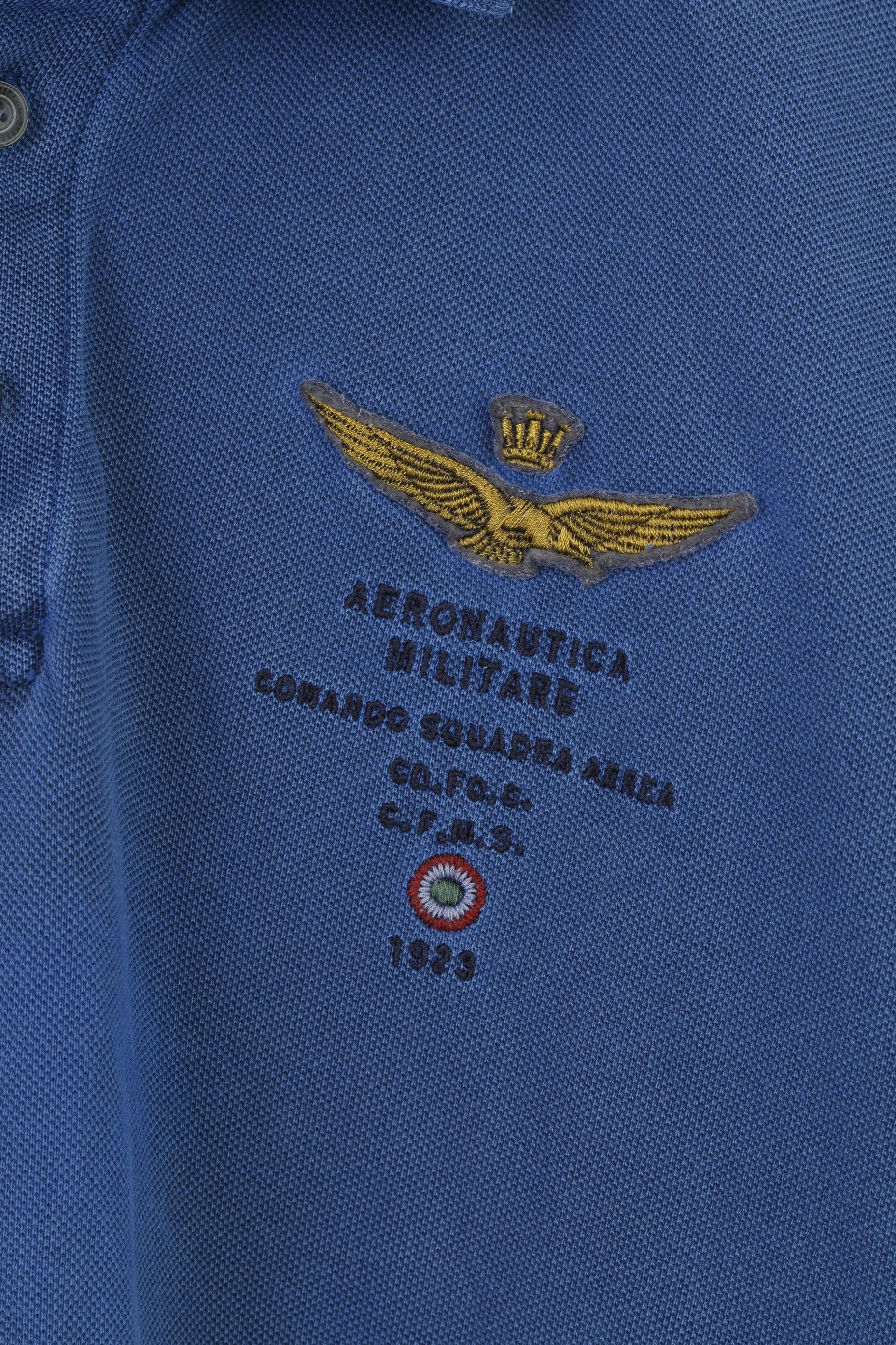 Aeronautica Militare Men XXL Polo Shirt  Navy Blue Collar Detailed Buttons Long Sleeve Top