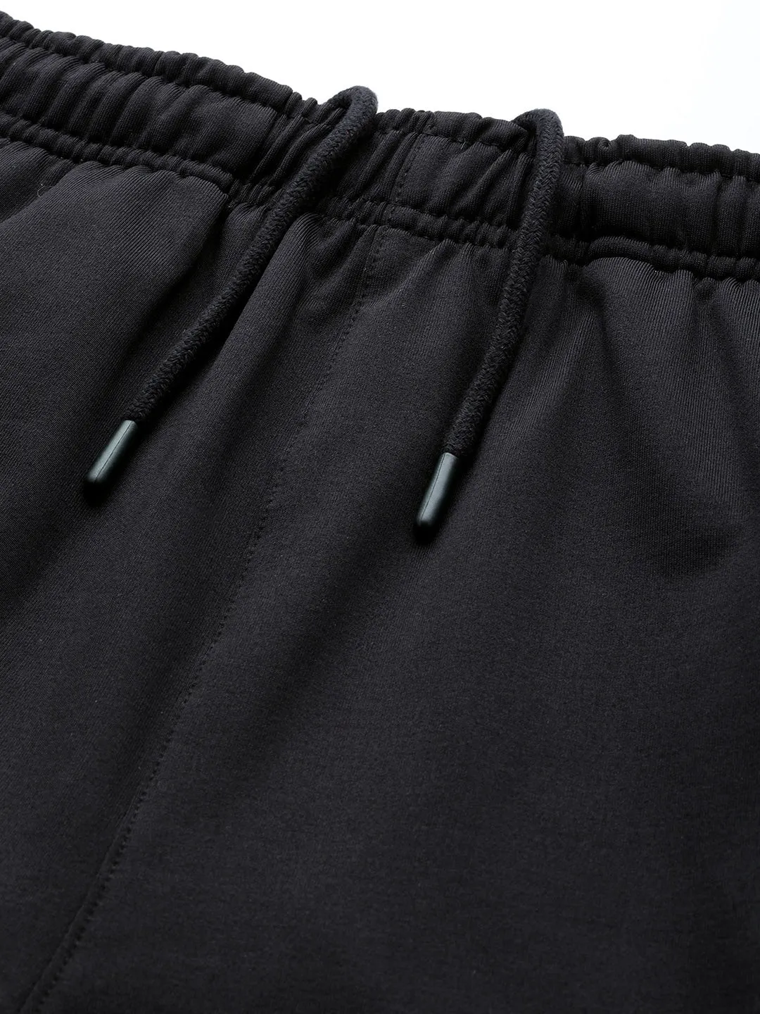 Alcis Men Black Solid Slim-Fit Mid Rise Track Pants