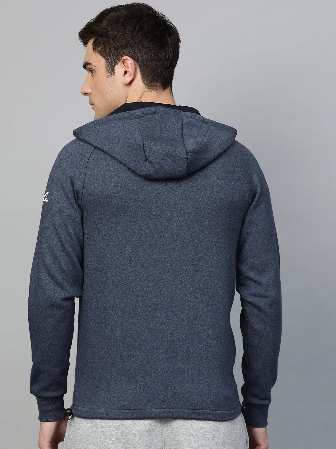 Alcis Men Blue Colourblocked Hooded Sweatshirt