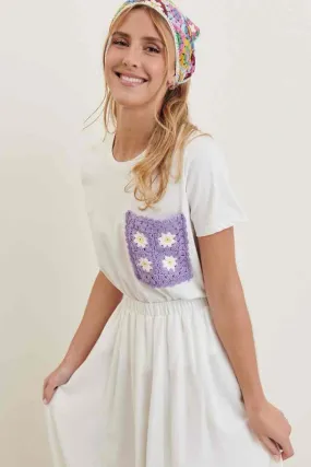 Anobel Copenhagen - T-shirt With Crochet Pocket Q05 - Lilac