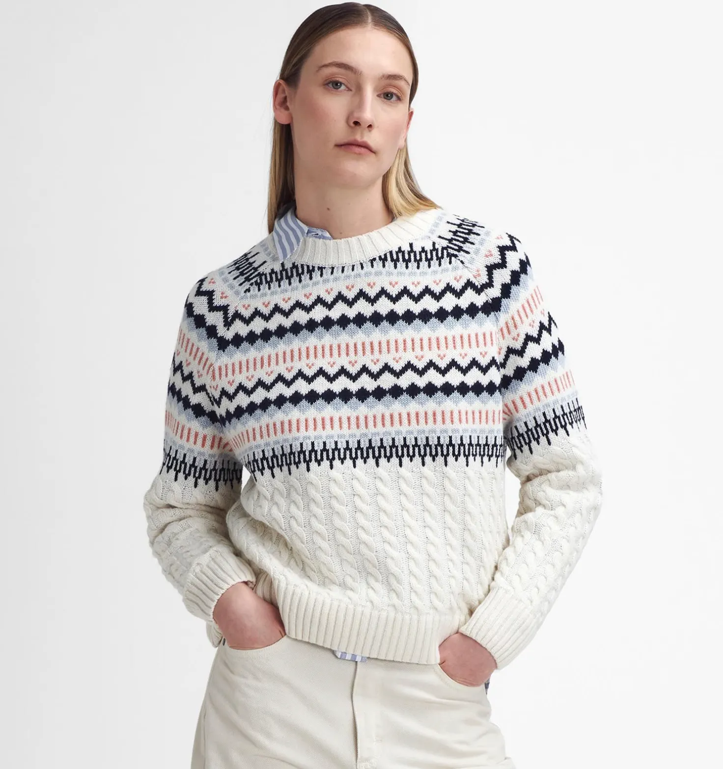 Barbour Women Marnie Fair Isle Crew Neck Sweater