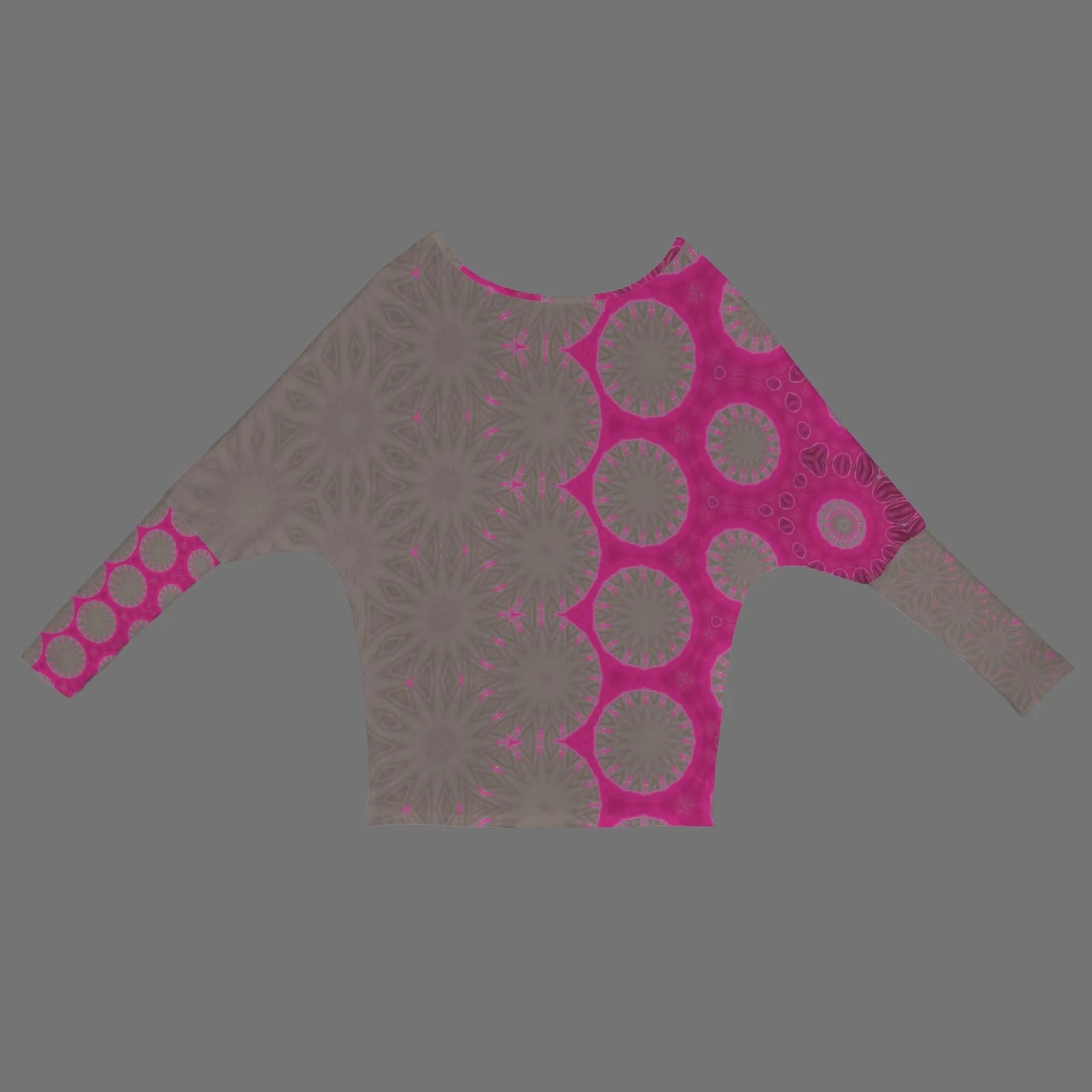 Batwing Long Sleeve Sweater Gray Pink