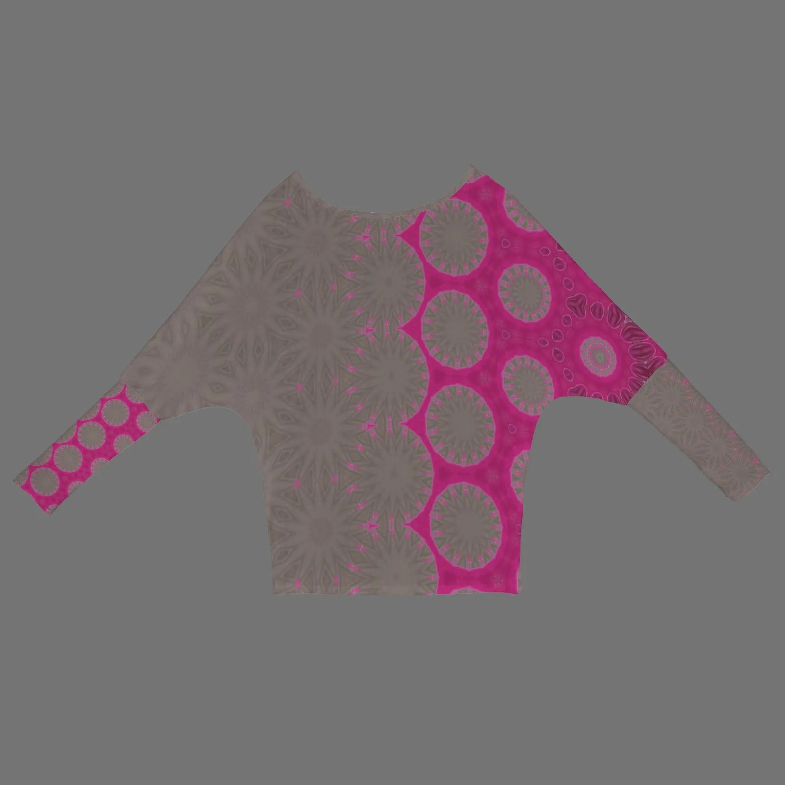 Batwing Long Sleeve Sweater Gray Pink