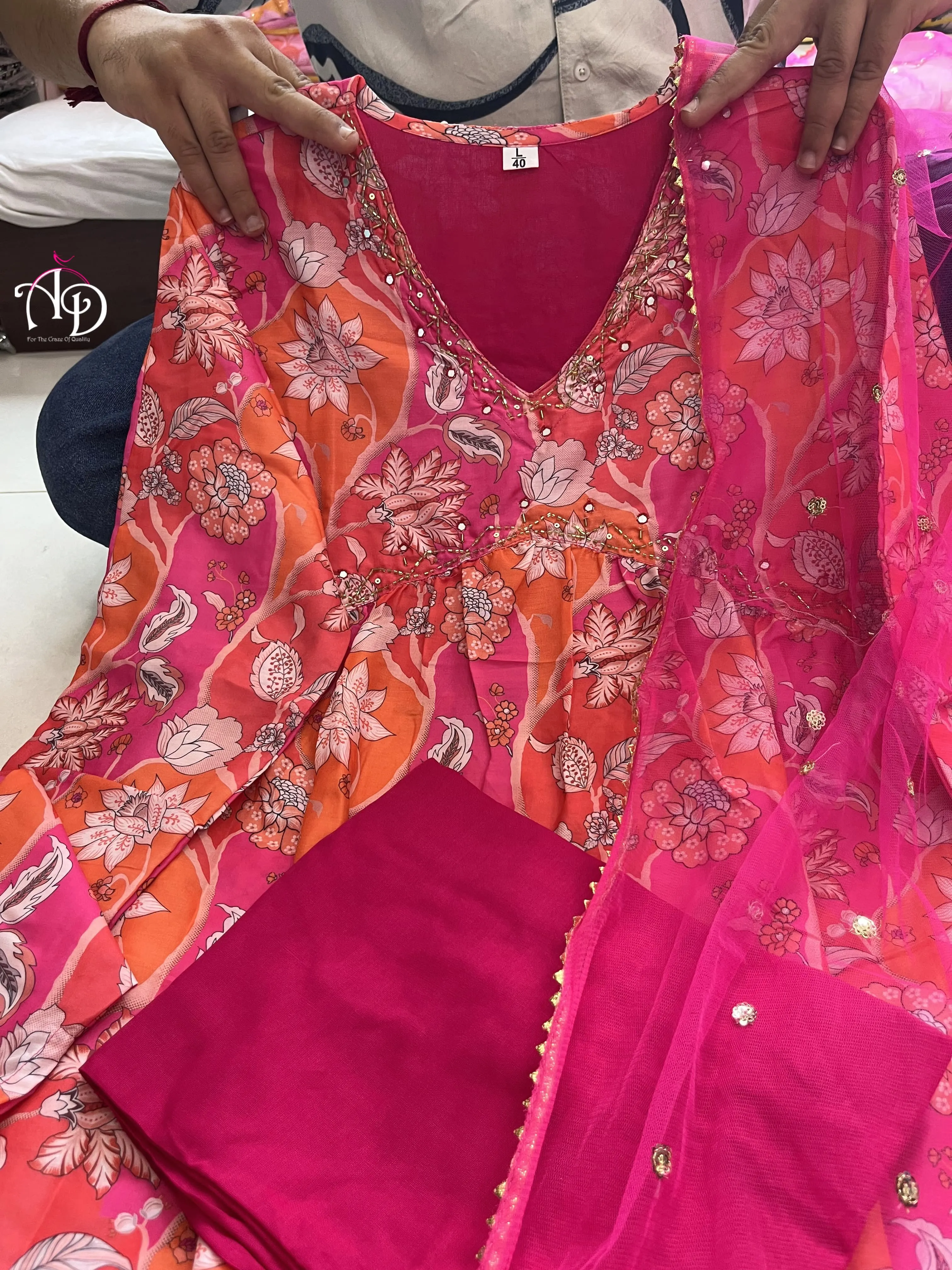 Beautiful Designer Muslin Alia Cut Cotton Suit