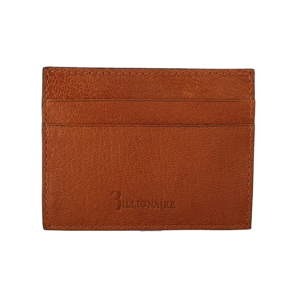 Billionaire Italian Couture Elegant Men's Leather Wallet in Brown