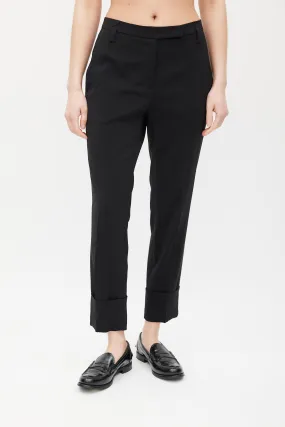 Black Silk Cuffed Trouser