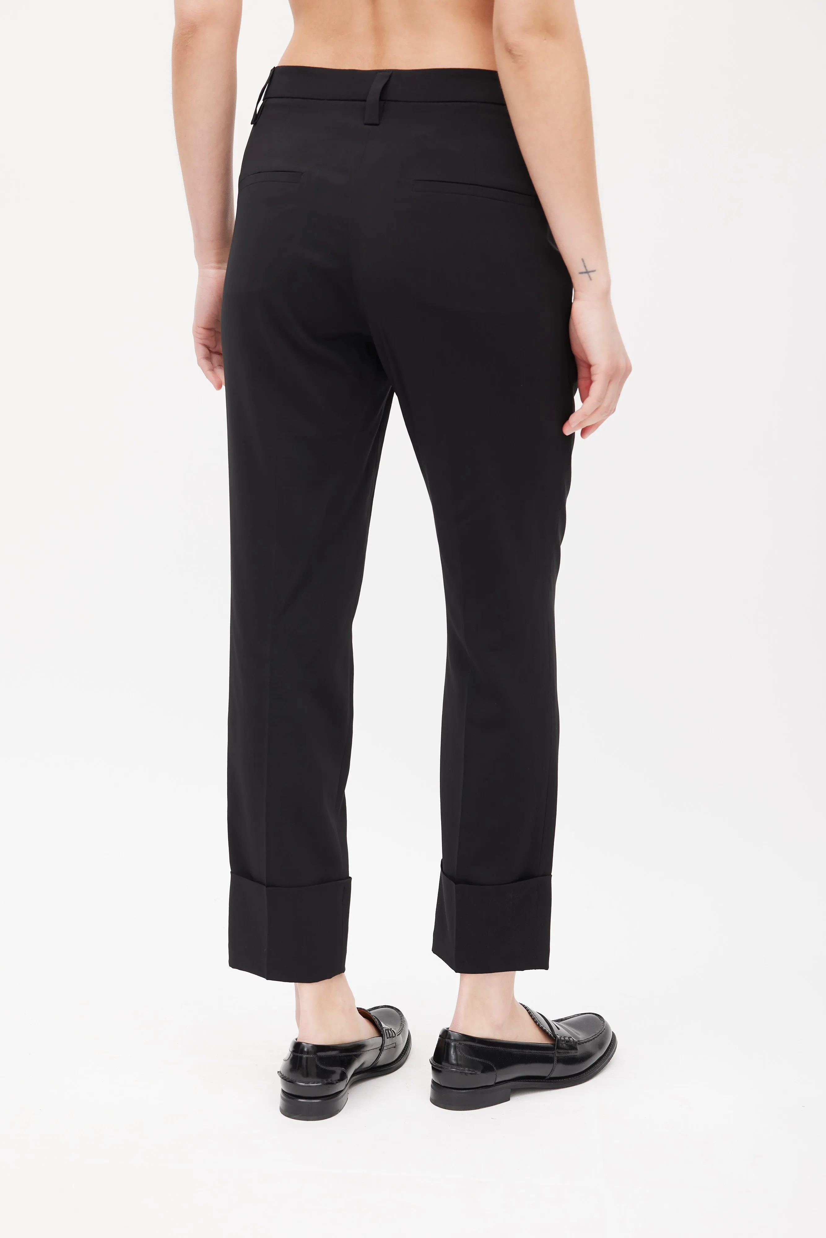 Black Silk Cuffed Trouser