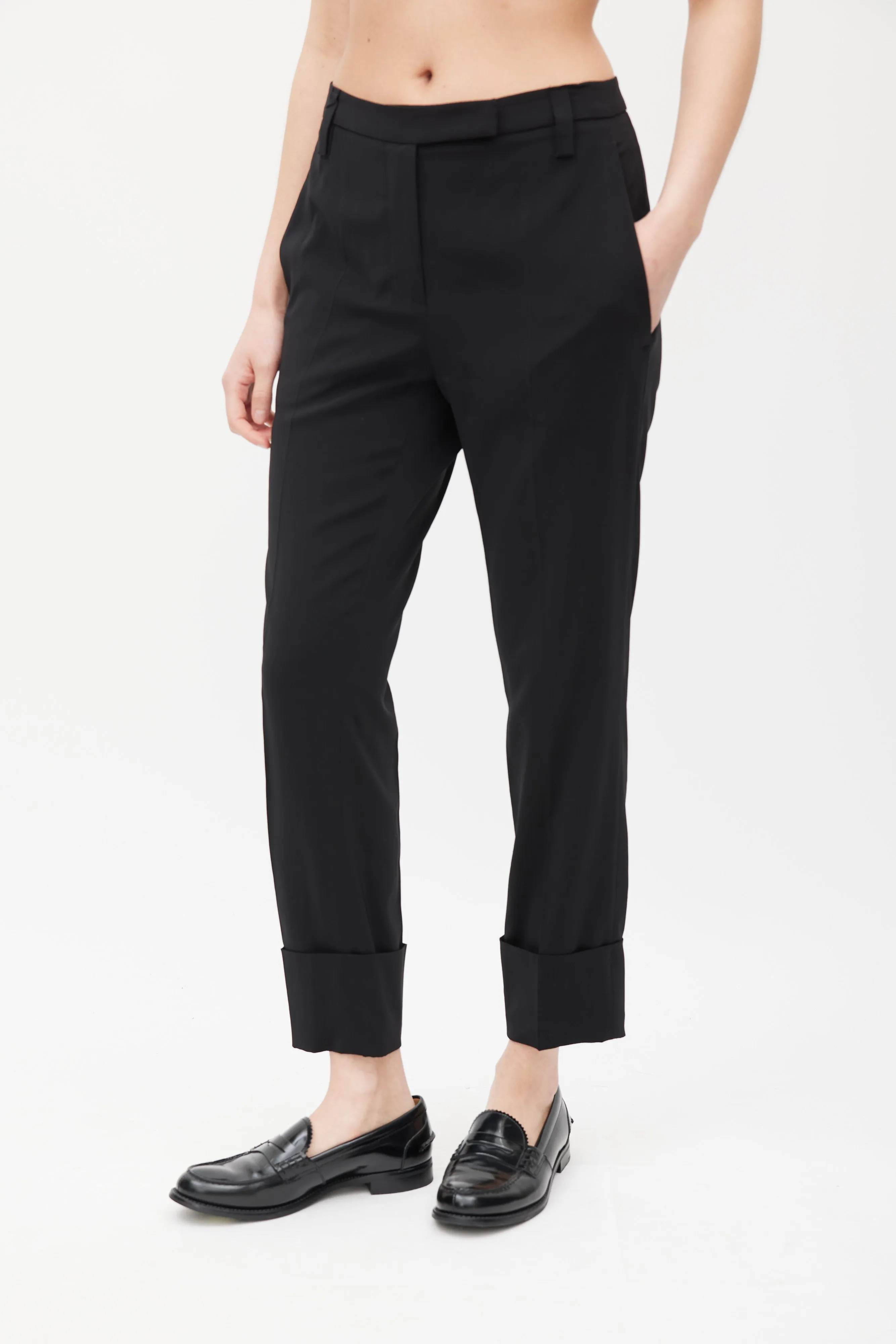 Black Silk Cuffed Trouser