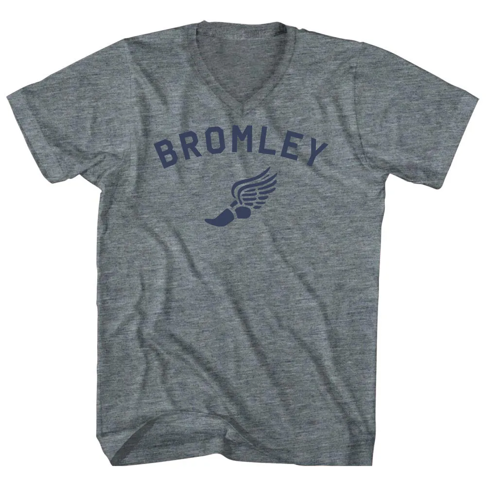 Bromley Running Track Winged Foot Adult Tri-Blend V-neck T-shirt