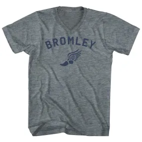 Bromley Running Track Winged Foot Tri-Blend V-neck Womens Junior Cut T-shirt