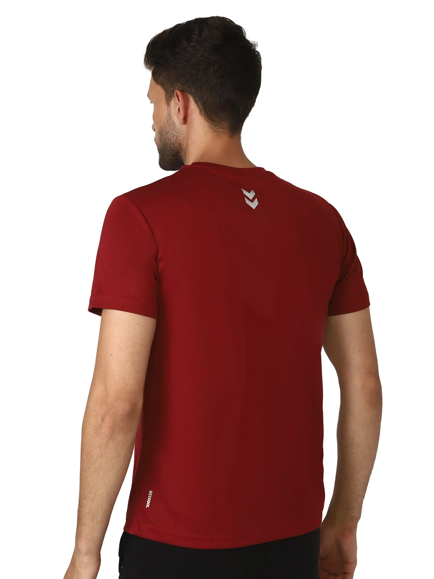 Calen Men Polyester Red T-Shirt