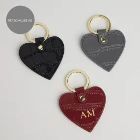 Croc Leather Heart Keyring