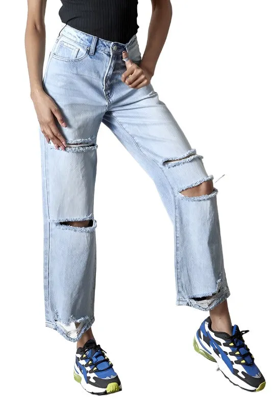 Destroyed Straight Jeans