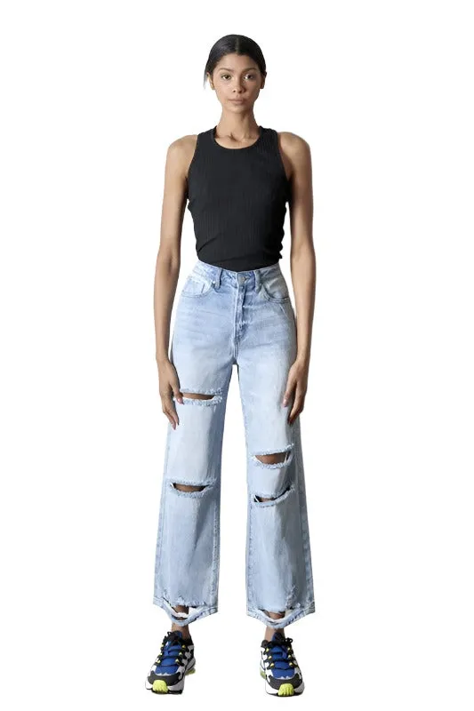Destroyed Straight Jeans