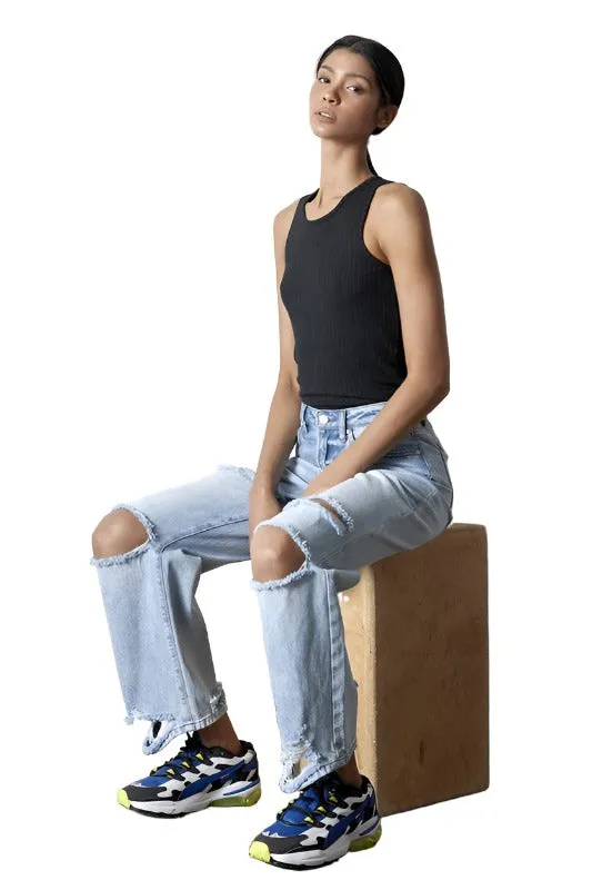 Destroyed Straight Jeans