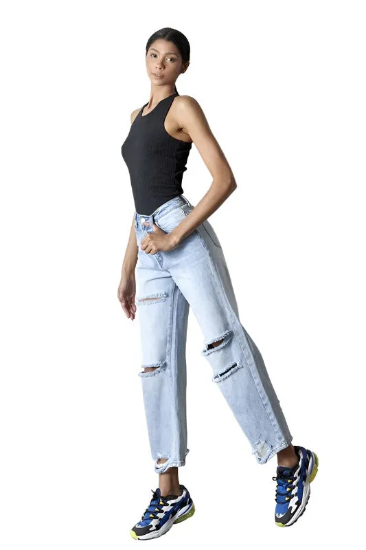 Destroyed Straight Jeans