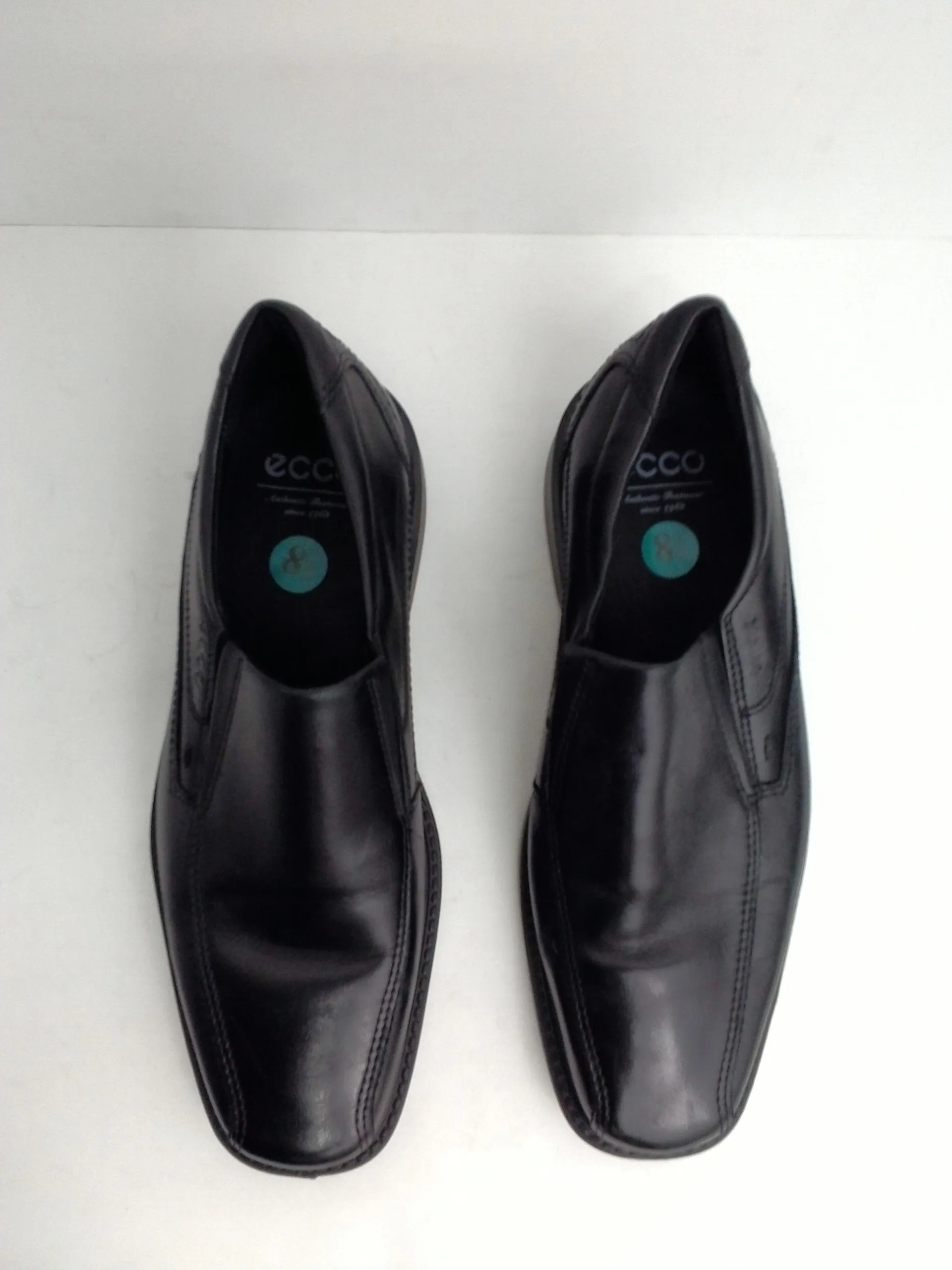 Ecco Men's Black Leather Slip-On Size Size 8.5