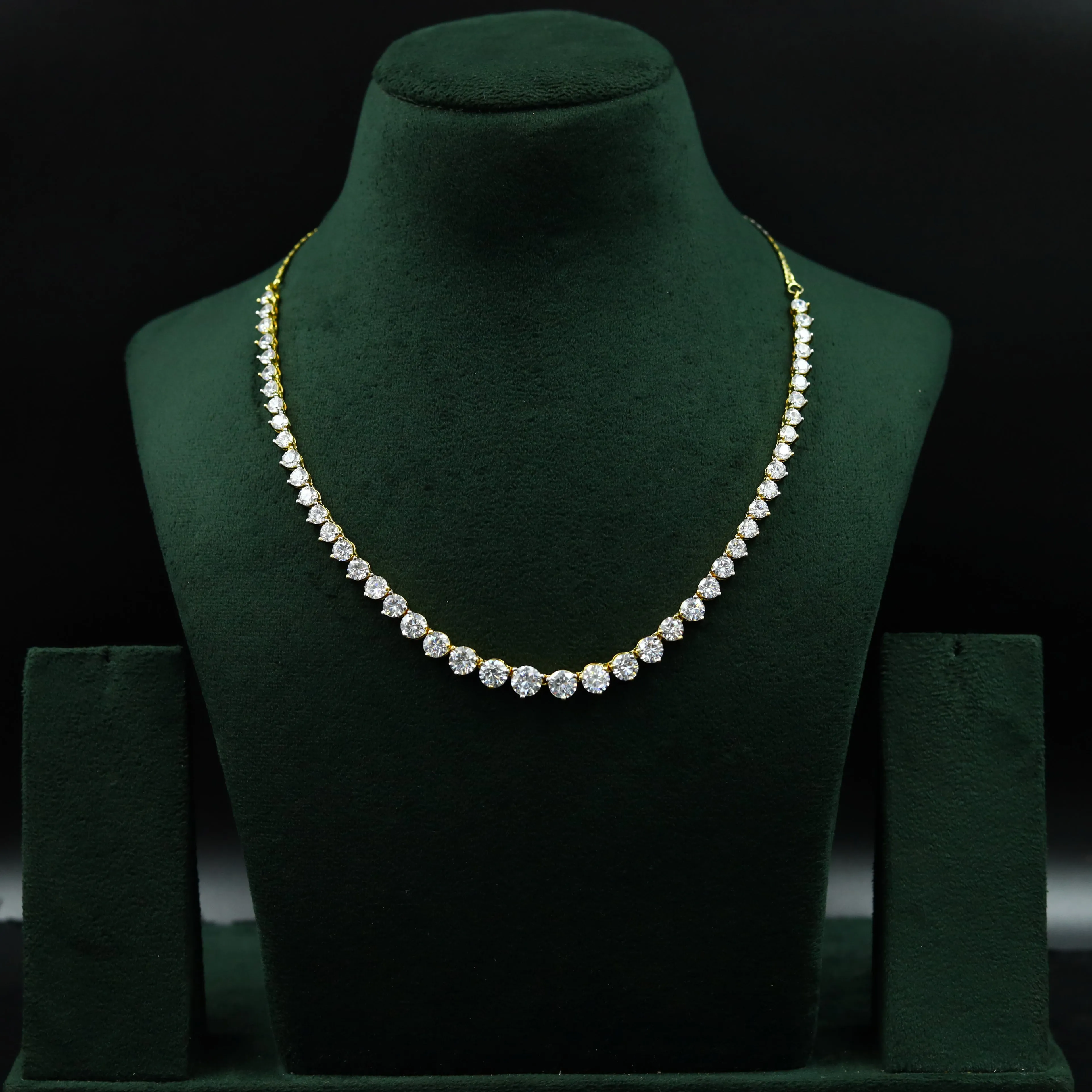 Gold Zircon/AD Necklace Set 11427-7468