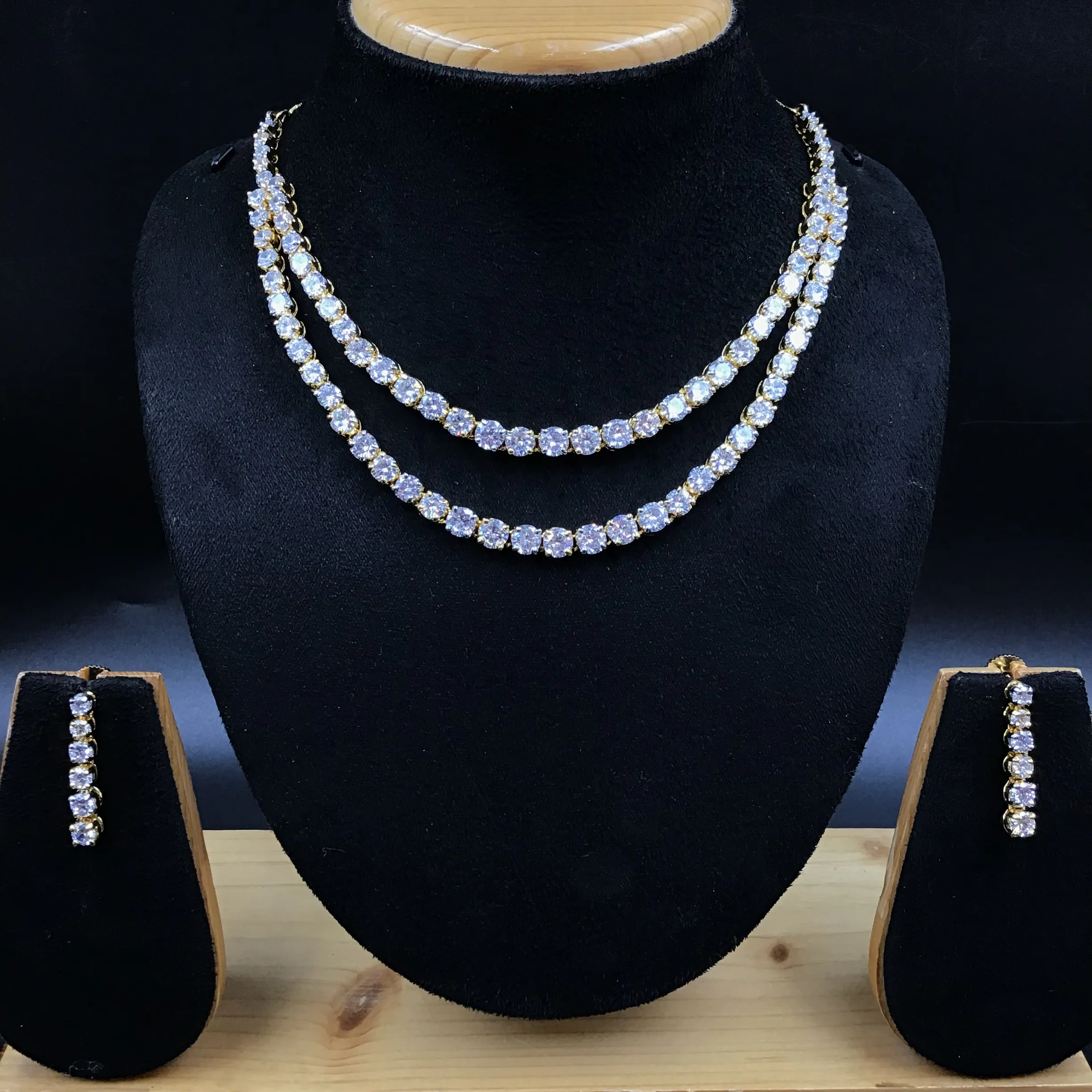 Gold Zircon/AD Necklace Set 7604-1175