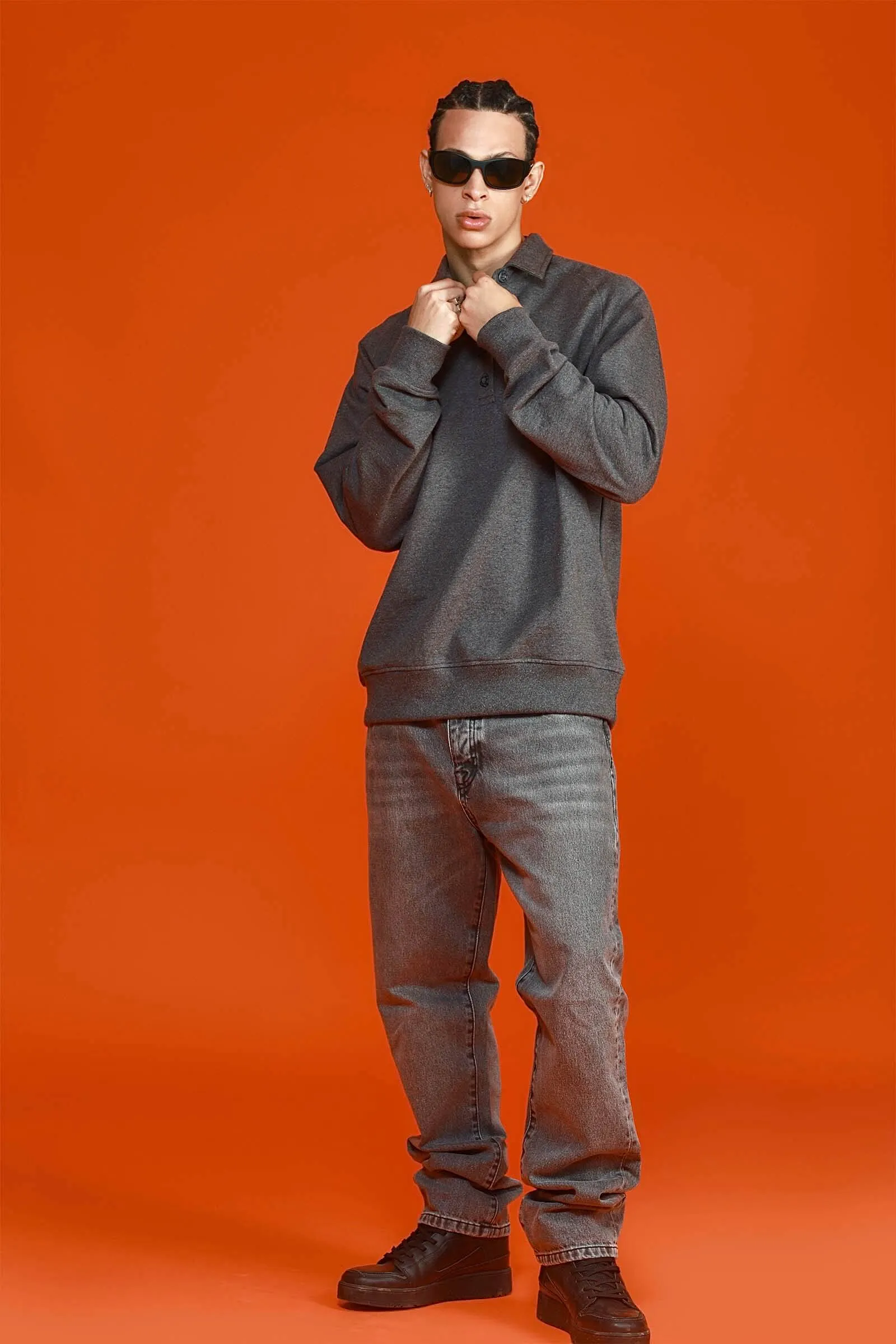 Grey Polo Sweatshirt