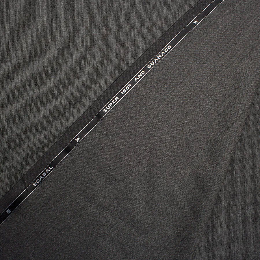 Grey Super 160s Herringbone Guanaco Wool (A 3m Piece)