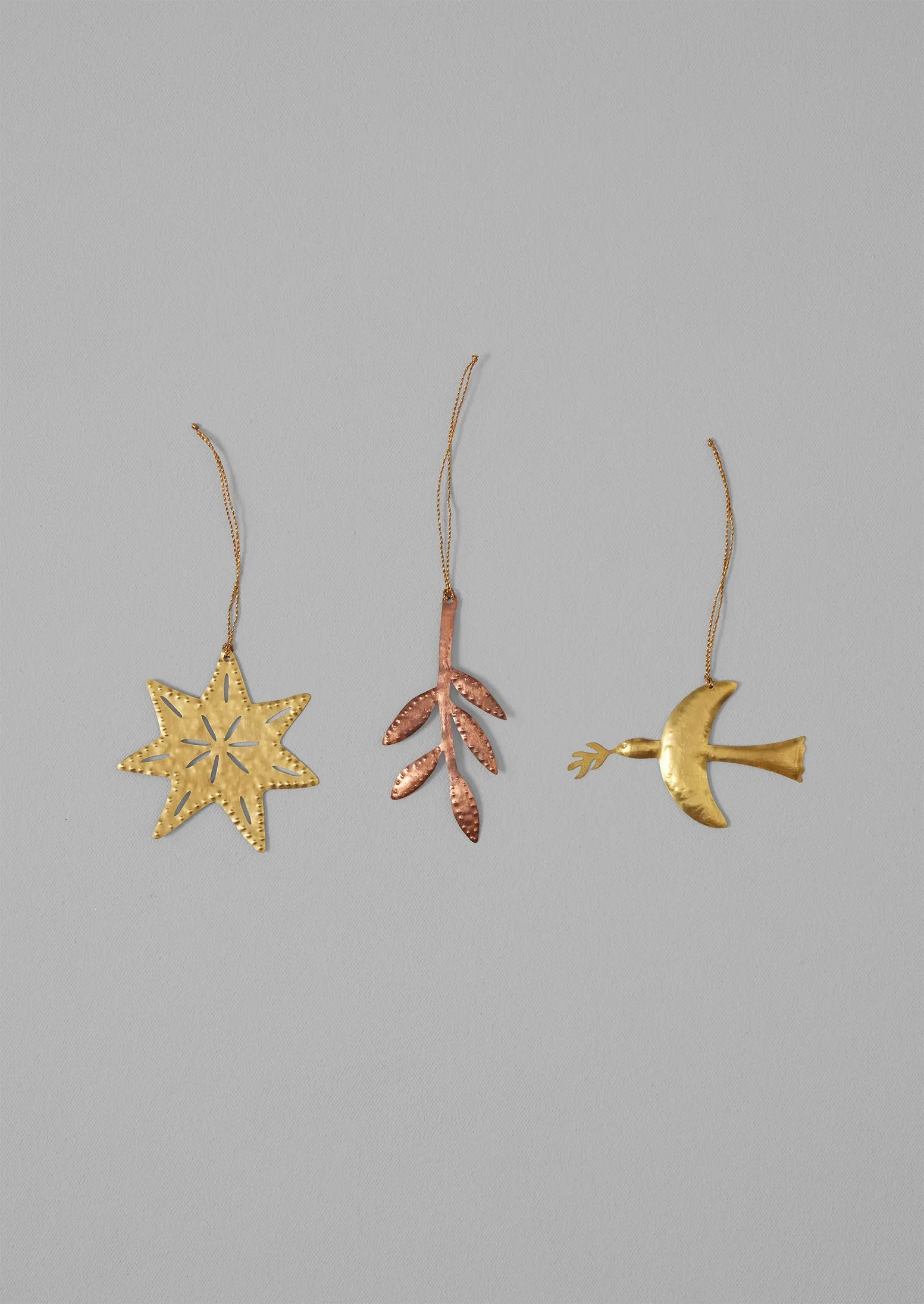Hammered Metal Sprig Decoration | Copper