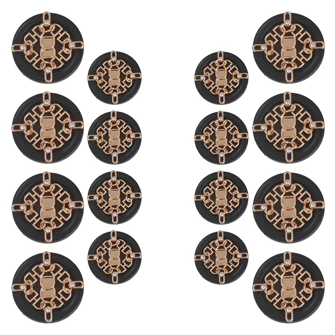 Interwoven Chain Crest Metal Buttons(8 Big   8 Small)