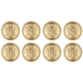 Intricate Crown and Shield Buttons( Pack of 8 Buttons)