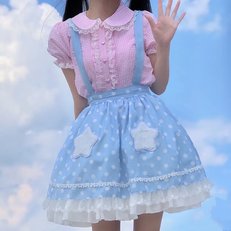 Kawaii Fashion Short-Sleeve Plaid Shirt