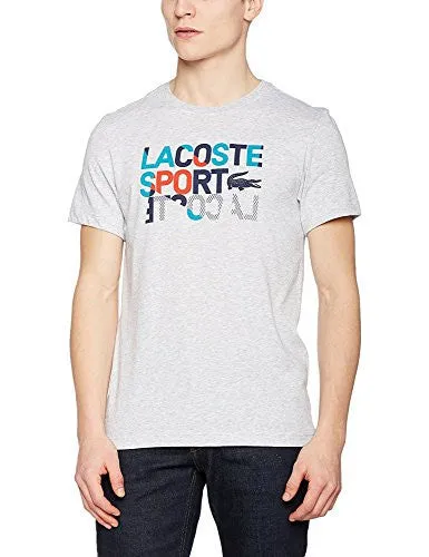 LACOSTE MEN'S MEN'S BLUE T-SHIRT WITH PRINT IN SIZE 5-L NAVY