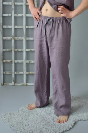 Linen Men's Pajama Pants  with Open Front Fly