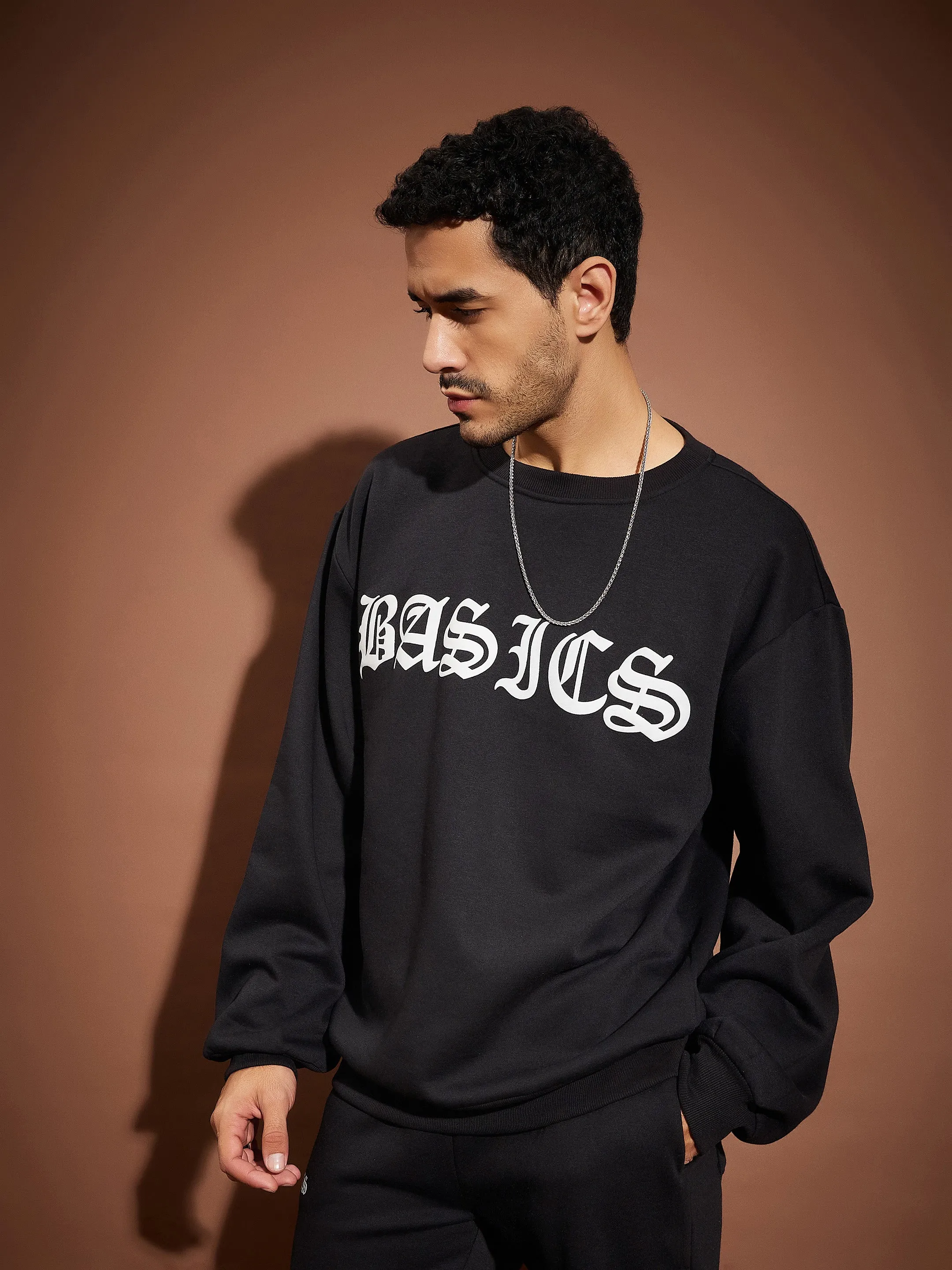 Men Black BASIC Oversized Sweatshirt
