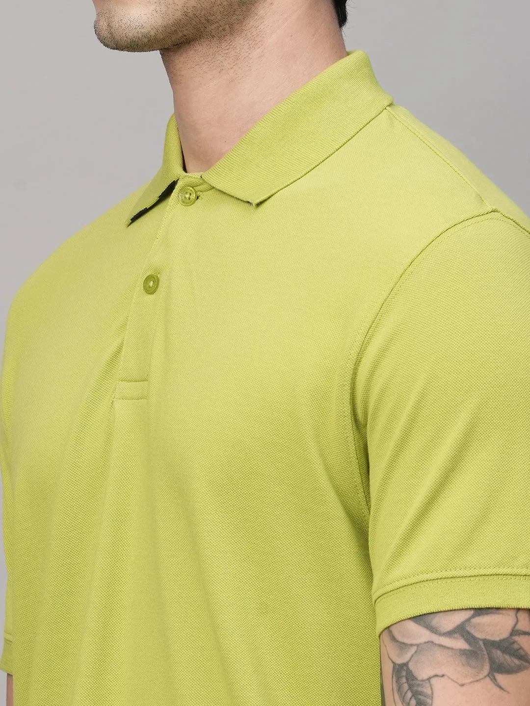 Men's Lime Cotton Regular Fit Tshirt