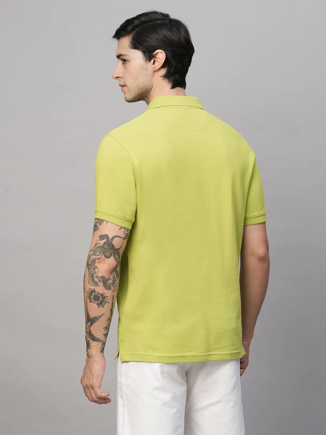 Men's Lime Cotton Regular Fit Tshirt
