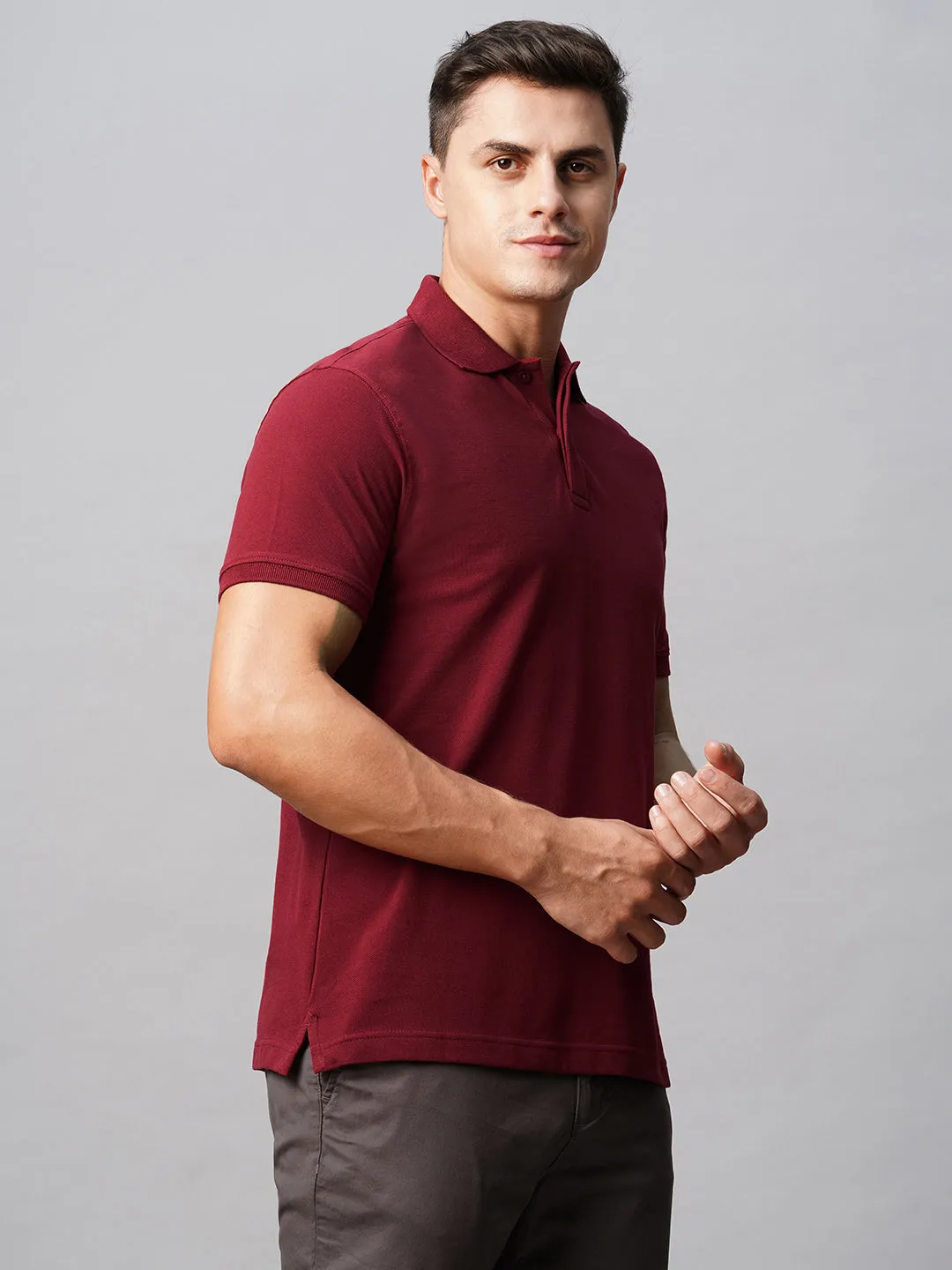 Men's Polo 100% Cotton Dark Red Regular Fit