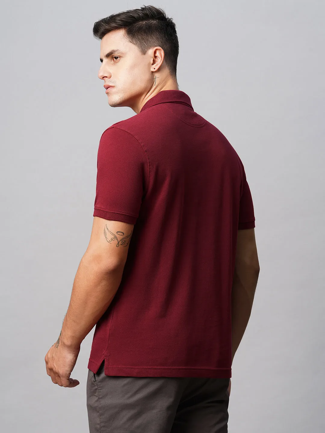 Men's Polo 100% Cotton Dark Red Regular Fit