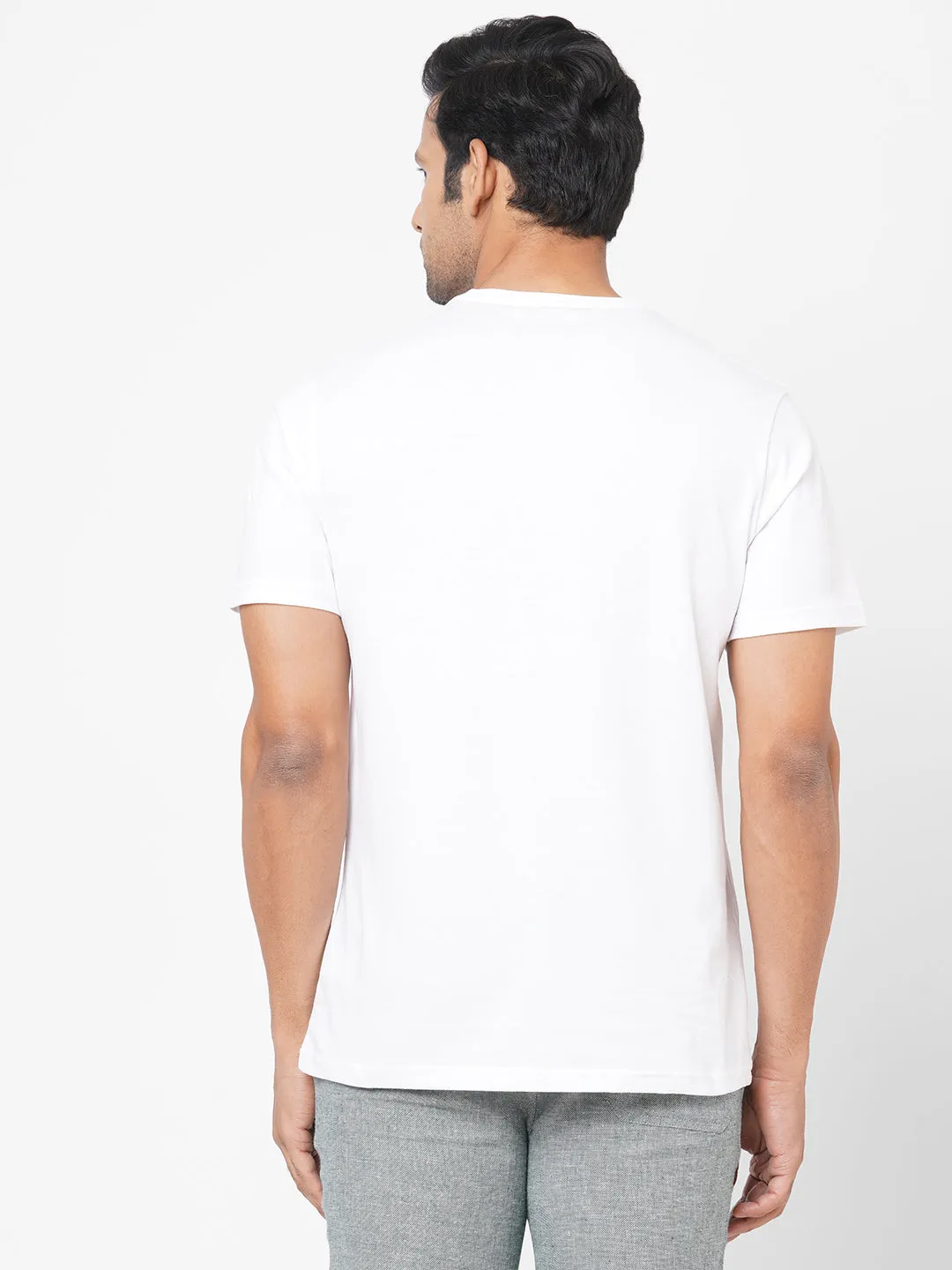 Men's White Cotton Regular Fit TShirt