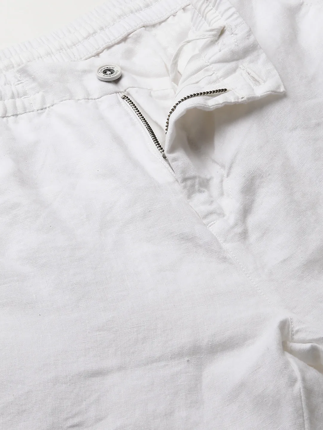 Men's White Linen Regular Fit Pant