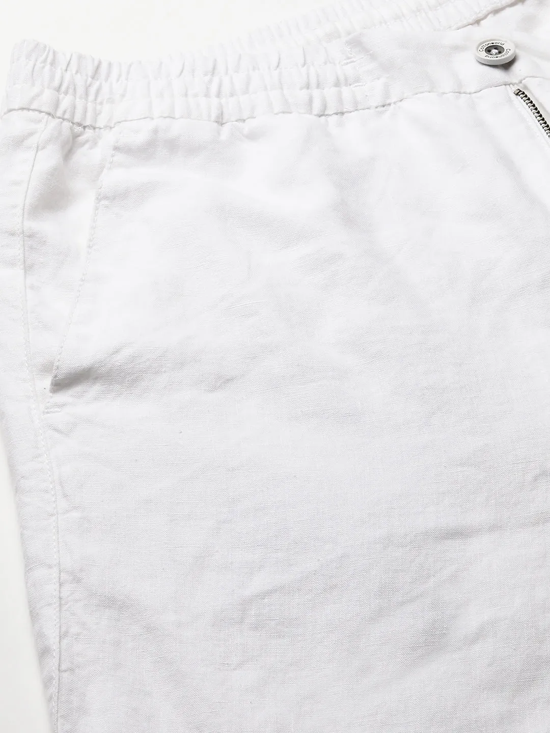 Men's White Linen Regular Fit Pant