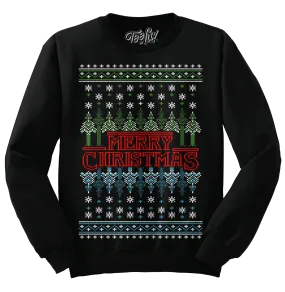 Merry Christmas Ugly Sweater Crewneck - Black