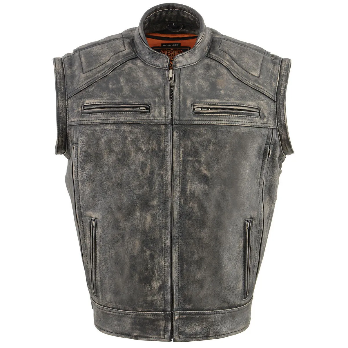 Milwaukee Leather MLM1509 Men's Distressed Brown 2 in 1 Leather Jacket with Zip-Off Sleeves