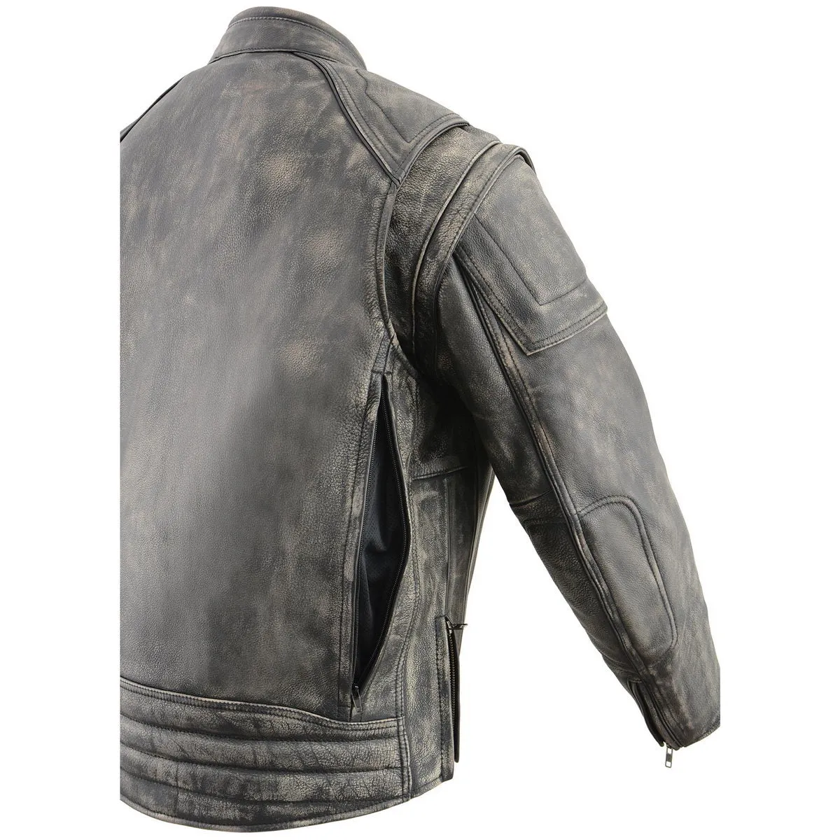 Milwaukee Leather MLM1509 Men's Distressed Brown 2 in 1 Leather Jacket with Zip-Off Sleeves